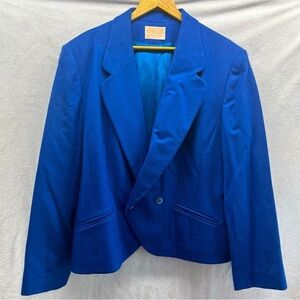 Vintage Pendleton Womens Blazer Sz 16 Blue 100% Virgin Wool Preppy Made In USA